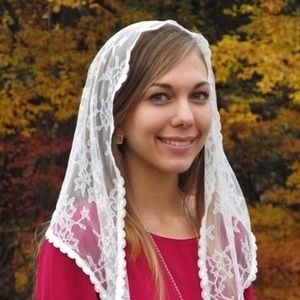 Mantilla Catholic Veil White with Sew In Comb